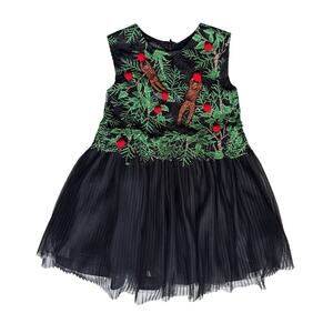 Tadashi Shoji Kids Girls Rousseau Party Dress with Playing Monkeys Size 4